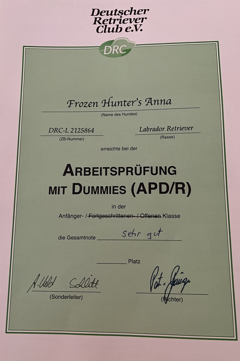 28.09.22 - Frozen Hunters Anna besteht die Dummy A